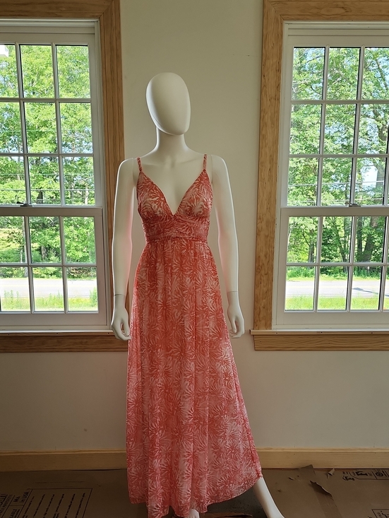 Moda International Dresses & Skirts - Moda International Backless Hot Pink Coral Floral Tropical Print Maxi Dress